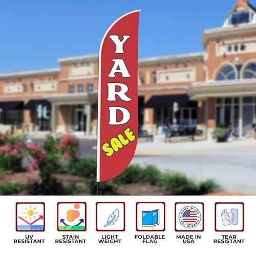 Yard Sele Sign feather flag for Outdoor by Mavis Print | 11.5 FEET Long Polyester Outdoor Banner Flag for Easy Hang | HD Print Swooper I Flag Only for Business Sele Advertising I Flag Only
