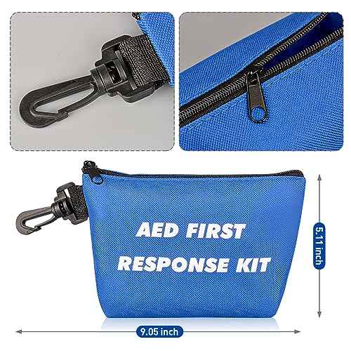 AED First Responder Kit with CPR Rescue Mask, Disposable Razor, EMT Trauma Shears, Gloves, Gauze Pads, Antiseptic Wipes for AED Training, CPR AED First Aid Accessory Kit with Blue Nylon Bag