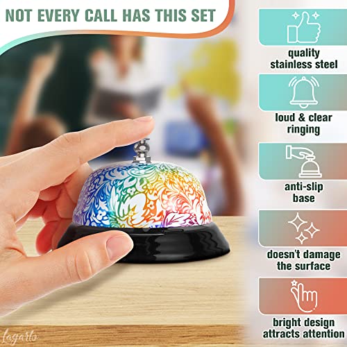 Steel Floral Classroom Service Bell for Teachers - 3.4 Inch Desk Bell