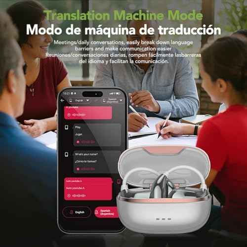 NE18 Translation Earbuds Real Time, 3-in-1 AI Language Translator Earbuds Buletooth 6.0 Translatior Headphones with 135 Languages/7 Translation Modes, Translate Ear Buds for Business Learning Travel