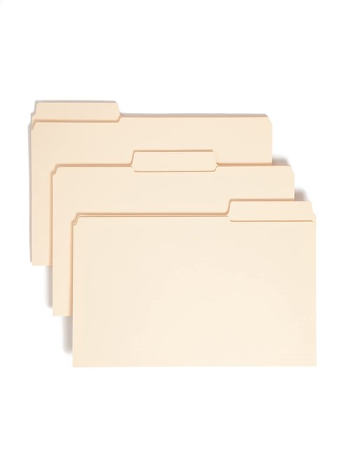 Smead SuperTab File Folder, Oversized Reinforced 1/3-cut Tab, Guide Height, Legal Size, Manila, 100 Per Box (15395)