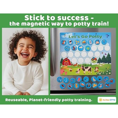 Reusable Magnetic Animals Potty Chart, Potty Training for Boys, Potty Training Chart for Toddler Girls, Potty Training Rewards Boys, Sticker Chart Kids, Potty Training Sticker Chart for Toddlers