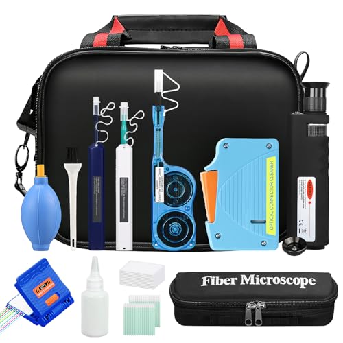 SumChan 13-in-1 Fiber Optic Cleaning Kit with 400x Microscope & One-Click Pen