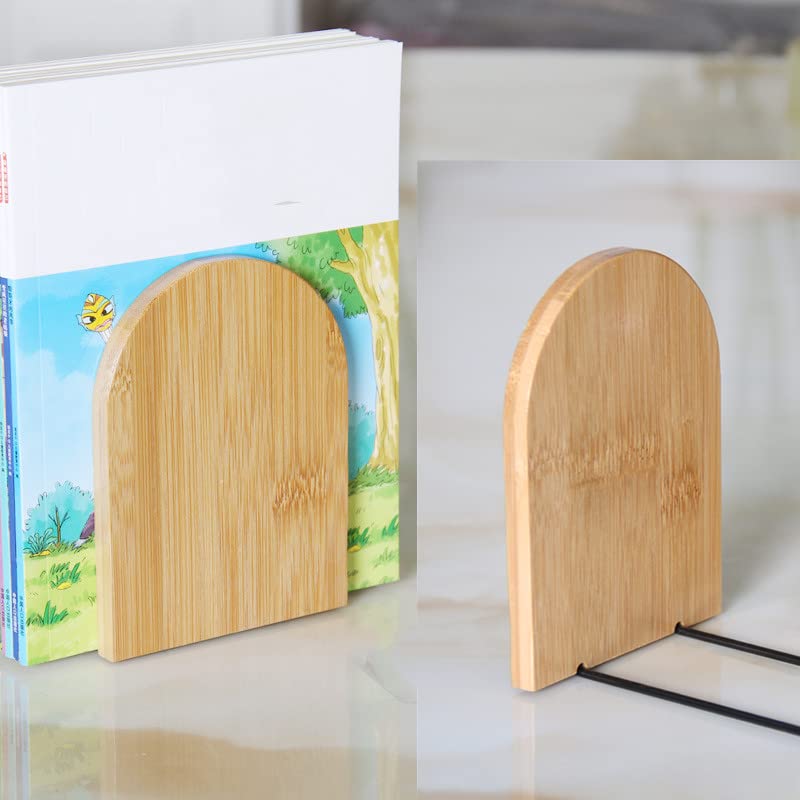 Natural Bamboo Bookends Set of 2 Large Capacity Office & Home Book Holders