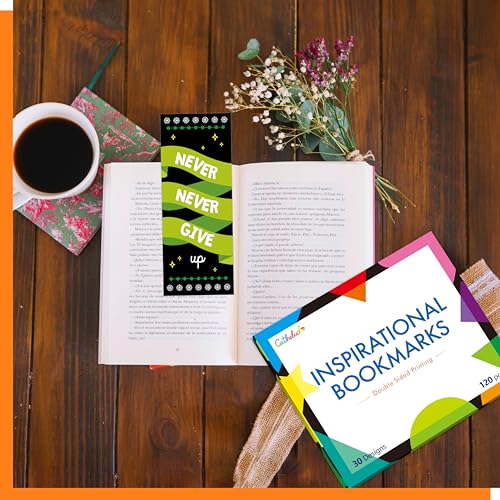 120 PCS Motivational Bookmarks, 30 Designs Double Sided Printing Paper Bookmarks Inspirational Book Markers with PET Film for Primary Middle High Reading Students, Book Lovers (2.4¡± x 6.1¡±)