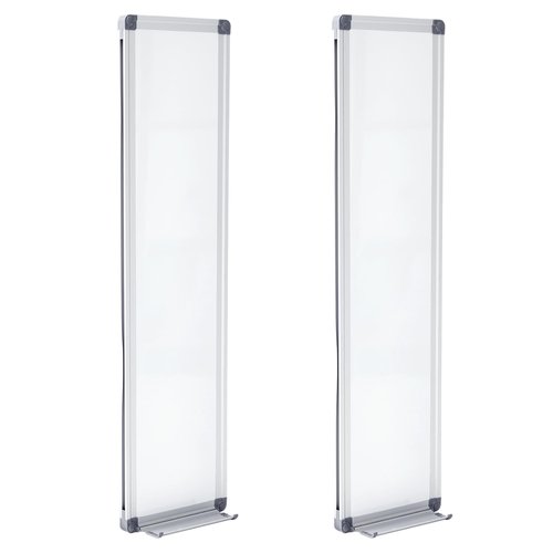 Ireer 2 Pcs Slim Skinny Whiteboard with a Tray to Do List Portable Narrow Tall Dry Erase Board for Door Wall Mounted Aluminum Magnetic Board for Home Office, 7.9"x 31.5"(White)