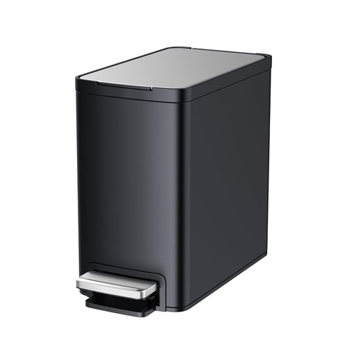 Bscann Bathroom Trash can with Lid,8 Liter/2.1 Gal Small Compact Trash Bin with Removable Inner Bucket,Stainless Steel Garbage Can for Bathroom,Bedroom,Office,Black
