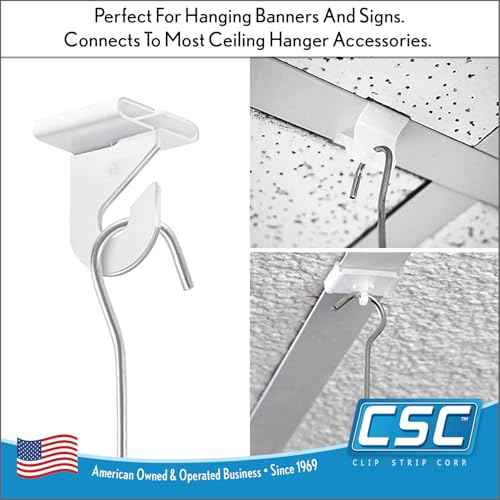 Clip Strip 50 Pack Ceiling and Window Double C Display Hook Sign Holders Brand, 12", Steel, 3/32" Diameter, Banner, Poster, and Sign Hanger