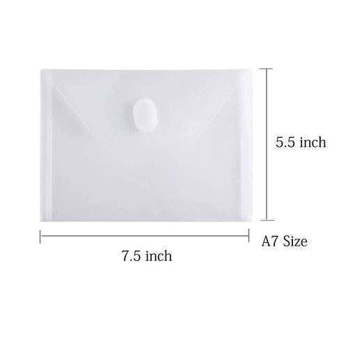 YESSART 5x7 Small Plastic Envelopes Hook Loop Closure Receipt Storage Holder 60 Pack