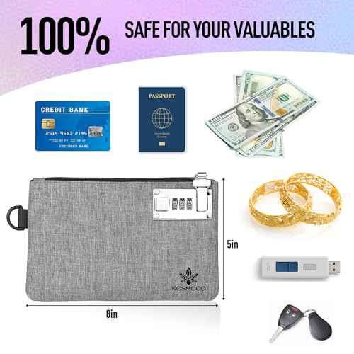 2Pcs Lockable Money Bag - 5x8 Inches Durable Nylon Locking Bank Bag Coin Purse for Cash, Jewelry, Passports, Medicine, Credit Cards and Valuable Storage Cash Pouch (Black & Grey)
