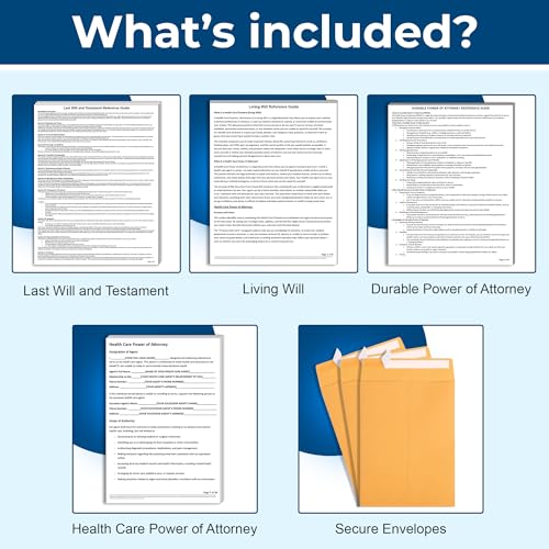 Zastic 4-in-1 Estate Planning Kit: Last Will, Living Will, Power of Attorney
