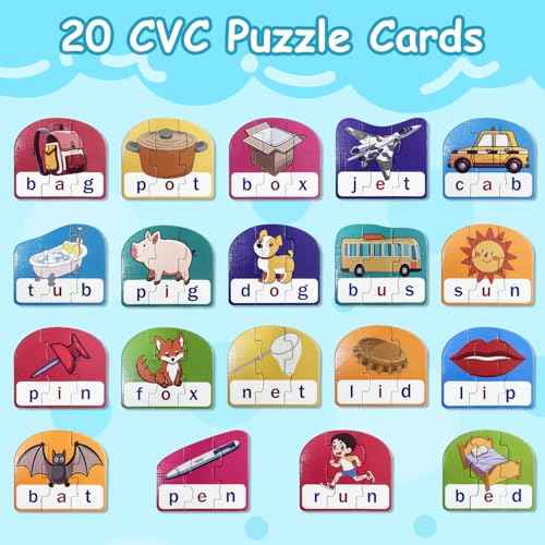 CVC Puzzle Cards for Kids ? Phonics & Spelling Games for Toddlers, 3-Letter Word Puzzles for Preschool & Kindergarten, Perfect for Speech Therapy & Early Learning Classroom Essentials
