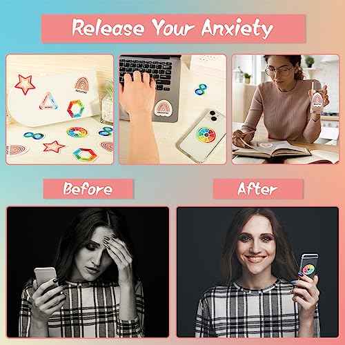 60 Pcs Anxiety Sensory Stickers, Reusable Textured Stickers Adhesive Mindfulness Fidget Sticker Calming Breathing Sticker for Kids & Adults