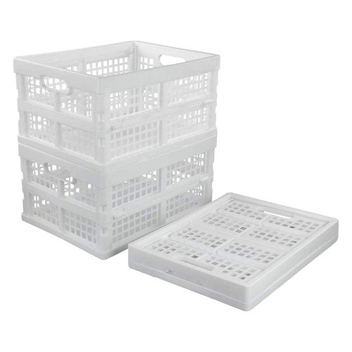 Begale 15 Liter Plastic Collapsible Storage Crates, Folding Crates Storage, Set of 3, White