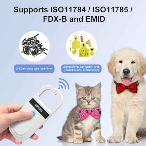 3-in-1 Pet Microchip Scanner 2.4GHz Wireless+Bluetooth+USB 256 Data Storage Animal Universal Microchip Tag Reader for ISO 11784/11785,FDX-B and ID64 RFID EMID (Bluetooth 180)