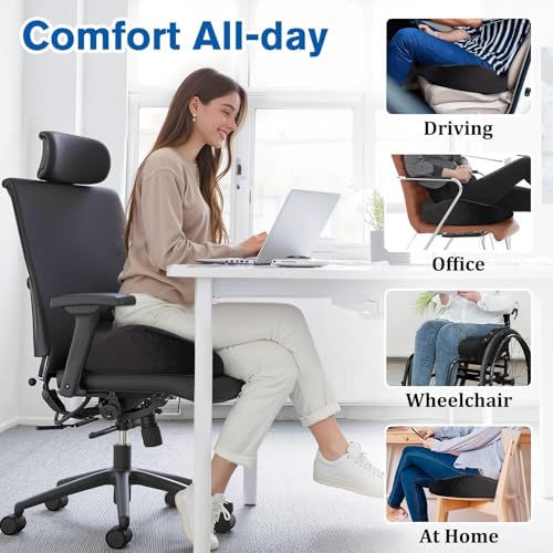 CushyOasis Gel Memory Foam Seat Cushion for Office & Wheelchair, Large Black