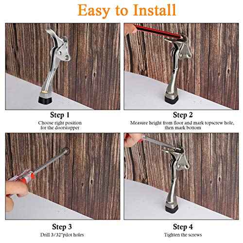 Gotega Door Stopper, 4 Packs Kickdown Door Stop with One Touch Adjustable Height and Rubber Tip 4 Inches, Door Stops¡¦