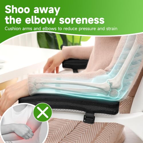 LargeLeaf Cooling Gel Armrest Cushions with Memory Foam – 2-Piece Elbow Pads for Office & Gaming Chairs