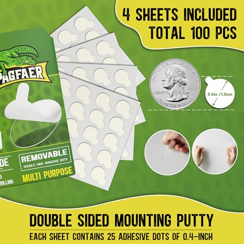 PAGFAER 0.4in Double Sided Sticky Dots 100pcs Removable Clear Putty – No Trace Museum Adhesive Dots