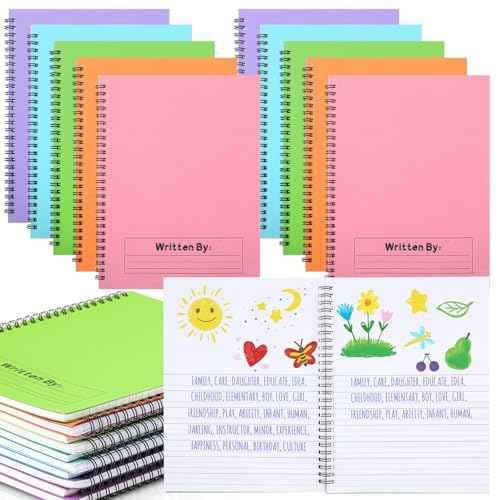 Henoyso 20 Pcs 100/50 Sheets Primary Composition Notebook K-2 Bulk Spiral Primary Journal Drawing Handwriting Practice for Kids Kindergarten 1st 2nd Back to School Supplies (Pastel Color,50 Sheets)
