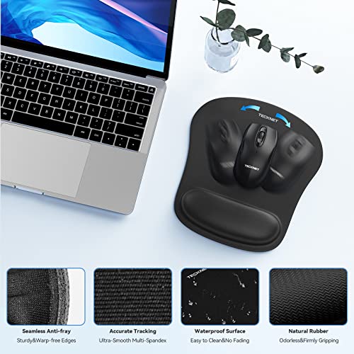 TECKNET Black Keyboard Wrist Rest & Mouse Pad Set - Ergonomic Support