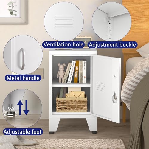 White 24.4-Inch Metal Locker Storage Cabinet with 1 Door & Adjustable Shelf