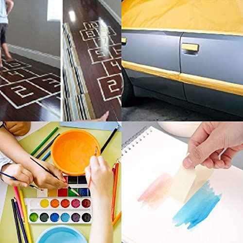 ADHES Yellow Painters Tape Yellow Masking Tape, 2 inch x 55 Yards x 6 Rolls, No Residue Wall Safe Tape for Home Wall Painting, Building, School Stationery, Labeling, 14 Days Clean Remove