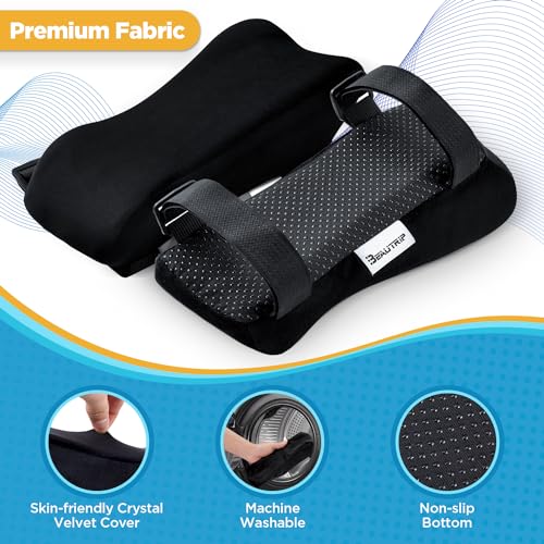 Beautrip Black Gel-Top Ergonomic Armrest Pads – Memory Foam Elbow Support (Set of 2)