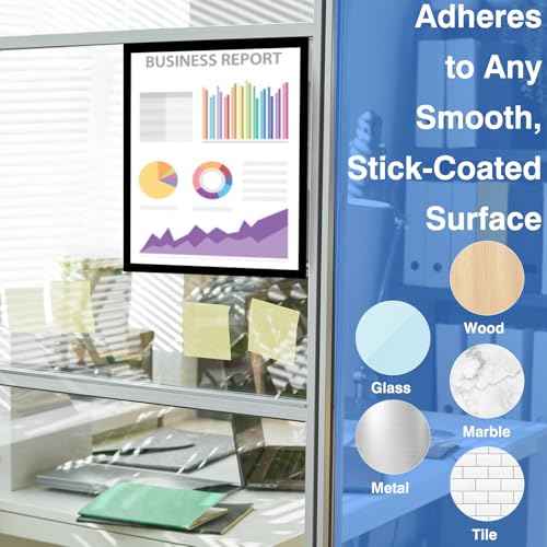Self-Adhesive Magnetic Document Sign Holder 8.5X11'',Black,Pack of 10