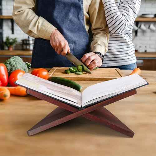 Wood Book Stand for Reading - 15¡Æ Angle Book Display Stand for Cookbooks, Textbooks, Sheet Music & Tablets, Magazines (Redwood)