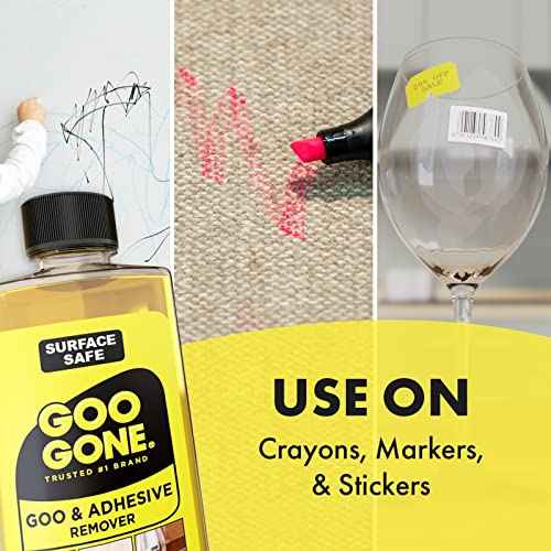 Goo Gone Original Liquid - 8 Ounce - Surface Safe Adhesive Remover Safely Removes Stickers Labels Decals Residue Tape Chewing Gum Grease Tar Crayon Glue