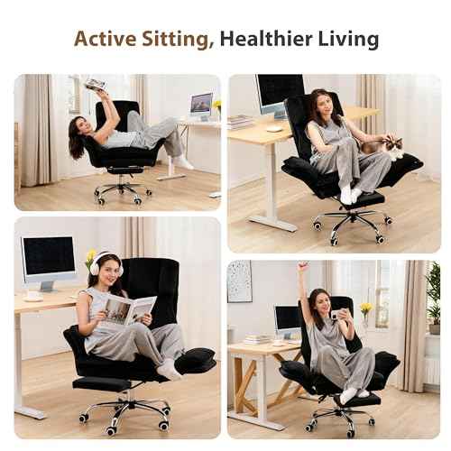 Big and Tall Office Chair, Flip Armrests for Pets & Cross Legged Sitting, Executive Ergonomic Computer Gaming Chair with Foot Rest, Crystal Velvet Wide Seat Reclining Desk Chair