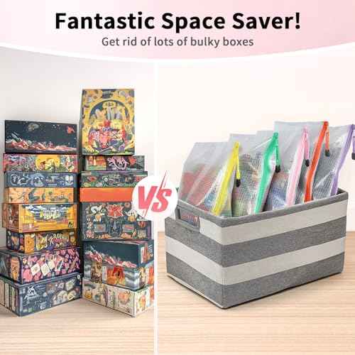 Umriox Zipper Pouch, 16.9x12.4 in (12 Colors, 12 Packs), Extra Large Zipper Bags, Waterproof Bags for Office Supplies, Puzzles, Board Game Storage & Cross Stitch Projects