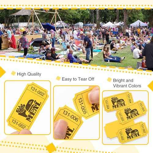 ESSENTIAL 1000 Raffle Tickets Rolls, Meal Tickets Single Roll for Events, Leisure, Movie Watching, Entertainment, Class Reward & Prizes - 5 Color Selection (Yellow)