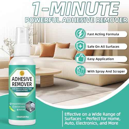 Adhesive Remover Spray, 4.06 Oz Glue Remover with Plastic Scraper and Towel, Surface Safe Sticky Stuff Remover for Car, Windows, Floor, Sticker Remover (1, GREEN)