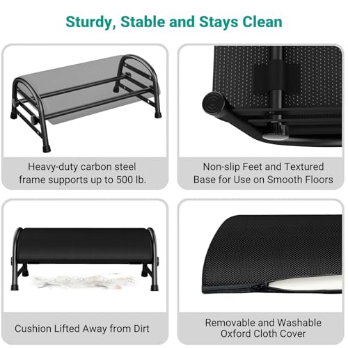 YEASHEIN Adjustable Foot Rest for Under Desk — 6 Positions, Black (Classic)