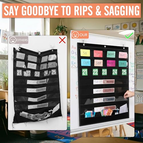 Black 7+1 Pocket Classroom Chart for Learning & Organization - Teacher Supplies