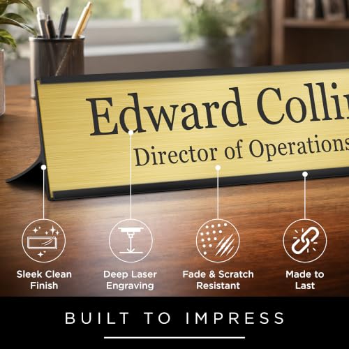My Sign Center 2x8 Inch Personalized Office Name Plate - Custom Desk & Door Sign, Laser Engraved, 18 Colors