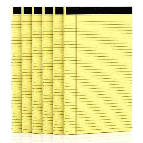 Yellow Legal Pads 8.5 x 14 Note Pads, 6 Pack 8.5 x 14 Notepads, Wide Ruled Lined Paper, Micro Perforated Writing Paper, 30 Sheets Per Notepad for Work/School/Office
