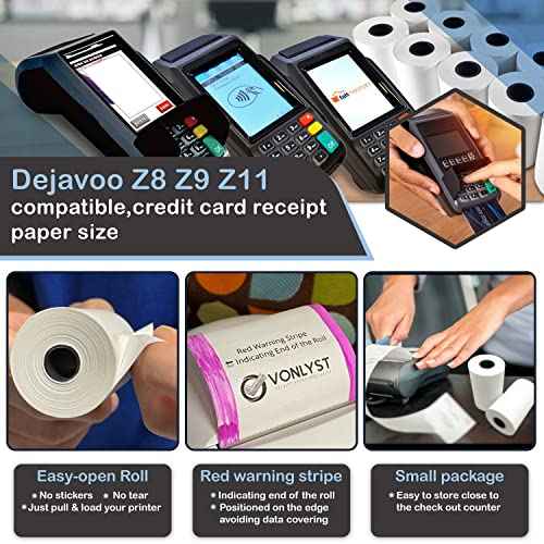 Credit Card Machine Paper Roll for Dejavoo P1 P3 P8 QD1 QD2 Z8 Z9 Z11 (30 rolls)