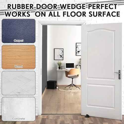 Frienda 12 Pcs Jumbo Door Stoppers Heavy Duty Door Stopper Tall up to 2inch Tall Wedge TPR Large Wedge Stackable Big Rubber Doorstop for Hotel Carpet Hardwood Concrete and Tile (Black)