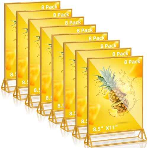 Acrylic Sign Holder 8.5x11 Clear Acrylic Frames Display Stand Double Sided Table Menu Holders for Wedding Table Numbers Restaurant Photos£¨8 pcs£©