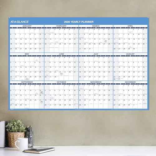 AT-A-GLANCE 2026 Erasable Calendar, Dry Erase Wall Planner, 48" x 32", Extra Large, Horizontal, Reversible (PM3002826)