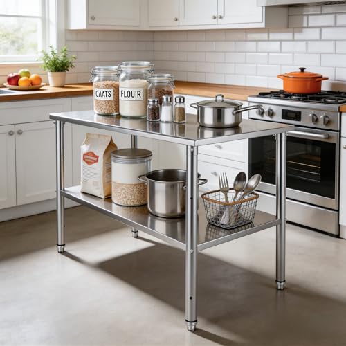 Kryonix 24x36 Stainless Steel Work Table with Adjustable Undershelf, NSF Heavy Duty Prep Table