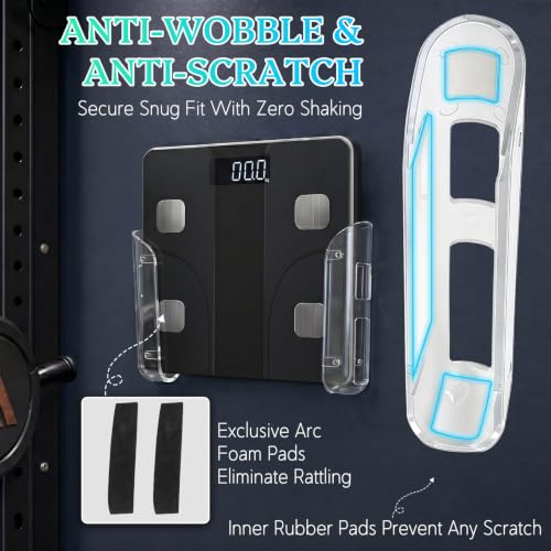 Clear Bathroom Scale Wall Holder with Dual Mount Options - Adjustable & No-Drill