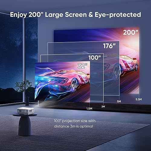 Projector with WiFi and Bluetooth, Upgrade Outdoor Projector, Mini Movie Projector Supports 1080P Synchronize Smartphone Screen by WiFi/USB Cable for Home Entertainment (WiFi)