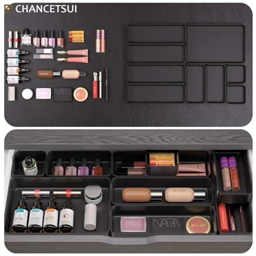 Black 9-Piece Stackable Drawer Organizer Set for Desk & Home Storage
