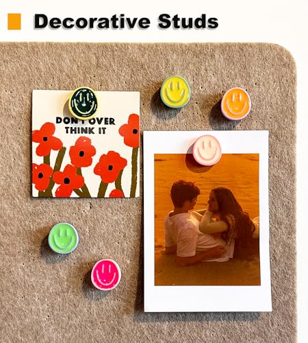 KEYDUACU 24 Colour Smileys Push Pins - Decorative Bulletin Board Thumbtacks (Colourful) 24 pack