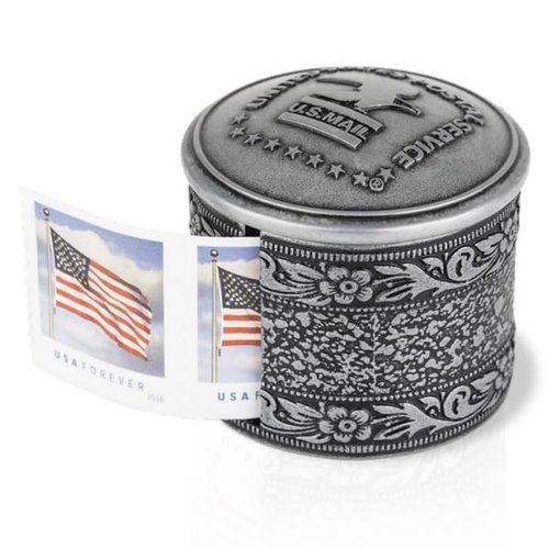 Floral Metal Stamp Coil Dispenser (Holds a Roll of Forever Postage Stamps) Holder
