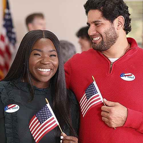 I Voted Stickers Election Day Labels 1¡¿2 Inch Oval with American Flag Pattern - 500 Labels Per Roll (10 Rolls)